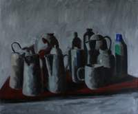 Red table many pots 200x166